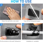 12PCS Self Adhesive Curtain Rod Holder, No Drill Curtain Rod Brackets, Nail Free Adjustable Curtain Rod Hooks, Curtain Rods No Drilling for Windows Home Kitchen Bedroom Hotel (Black)