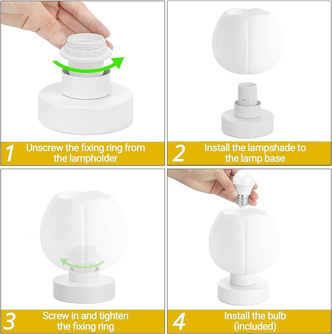 Touch Bedside Lamp, Mini Stepless Dimmable Table Lamps for Bedroom for Night Stands, Small Desk Lamp with Brightness Memory, USB Charging Ports, Warm LED Bulb, White, Flower Shape, 1 Set