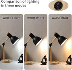 Small Wooden Desk Lamp,Adjustable tri-Color Kids Table Lamp,Desk Lamp for Home Office,Bedside lamp,Dorm lamp(Black)