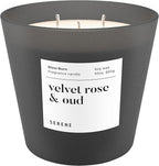 Hidden Label Large Scented Candle, Velvet Rose & Oud, 30oz 3 Wick Huge Candle, Serene Collection Slow Burn Natural Soy Candles for Home Scented