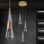 3-Light Pendant Light Kitchen Island, Dimmable Modern Pendant Light Kitchen Island Light Fixture Luxury Meteor Shower-Style Gold Led Chandelier for Dinning Room, Kitchen Lighting Fixture