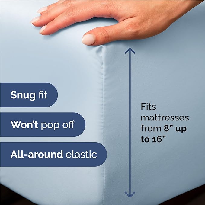 Twin XL Size 3 Piece Sheet Set - Comfy Breathable & Cooling Bed Sheets Set - Hotel Luxury Bedding for Women, Men, Kids, Teens, Boys & Girls - Deep Pockets, Soft and Wrinkle Free - Oeko-Tex - Sky Blue