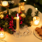 NUPTIO Candle Stick Candle Holder: Set of 20 Short Taper Candlestick Holders Bulk Small Modern Glass Tapered Candleholders for Wedding Christmas Holiday Centerpiece