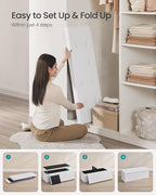 SONGMICS MAZIE Collection - 43 Inches Folding Storage Ottoman Bench, Ottoman with Storage, Foot Rest Stool, Load 660 lb, for Living Room, Synthetic Leather, White ULSF702