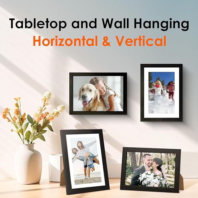 FIXSMITH 5x7 Picture Frame Set of 2, Photo Frame with HD Plexiglass, Display Pictures 4x6 with Mat or 5x7 Without Mat Multi Picture Frames Collage for Tabletop or Wall Display, Black