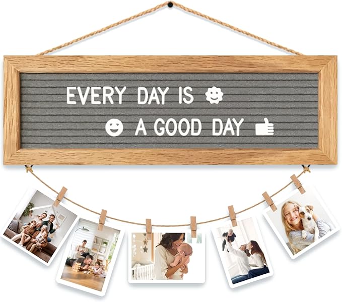 Picture Frames Collage Wall Decor Collage Picture Frames for Wall, Felt Letter Board with 340 Letters and 15 Clips, Unique Rustic DIY Photo Frames for Birthday Best Friend Family Party Gifts