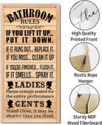 Rustic Western Bathroom Decor - Funny Wall Signs, Farmhouse Country Rules Wall Decor H1