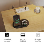 Rattan Nightstand with Charging Station,Farmhouse Bedside Table with 2 Storage Drawer and Open Wood Shelf, for Bedroom and Small Spaces,Night Stand with Solid Wood Legs (Yellow Oak-Outlet)