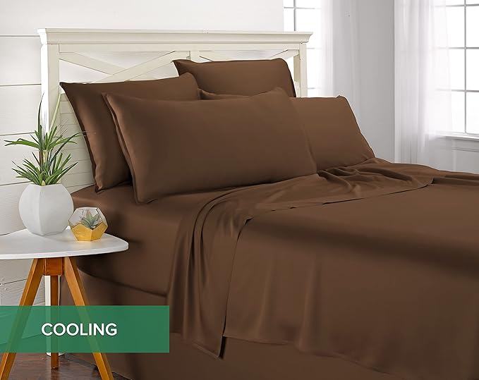 Twin Sheets by Pure Bamboo, Genuine 100% Organic Viscose Derived from Bamboo Bed Sheet Set, Luxuriously Soft & Cooling, Double Stitching, Lifetime Quality Promise (Twin, Coconut Husk)