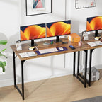 PayLessHere | 47 Inch Computer Desk | Brown | Office Desk with Metal Frame, Adjustable Feet | Water-Resistant, Scratchproof Surface | Sturdy Writing Table for Home Office or Study | Pack of 2