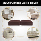 PrinceDeco Brown Furniture Cover, 2 Pcs Velvet Stretch Sofa Cushion Covers for Individual Cushions, Pet Friendly, Stay in Place, Machine Washable
