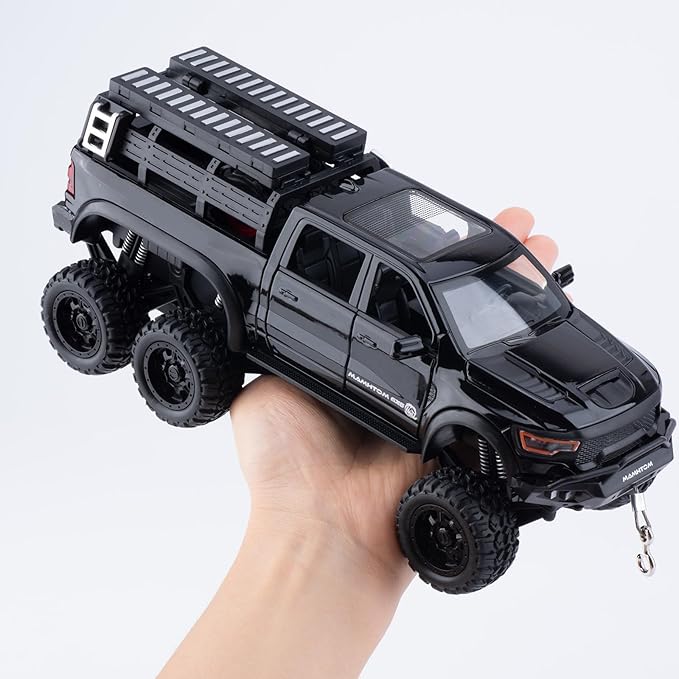Pickup Truck Toy 1/24 Diecast Trucks Mammoth Model Car Kits,Metal Toy Truck Suitable for Kids and Car Collection,Pull Back Cars with Light and Sound,Trucks for Kids Ages 4-8（Black）
