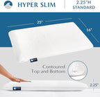 Bluewave Bedding Hyper Slim Gel Memory Foam Pillow for Stomach and Back Sleepers - Thin, Flat Design for Cervical Neck Alignment and Deeper Sleep (2.25-Inches Height, Standard Size)