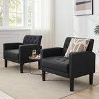 TYBOATLE Accent Chair Comfy Living Room Chair Black Leather Tufted Mid Century Modern Accent Chairs Small Cozy Reading Arm Chair for Office, Bedroom (1, Black)