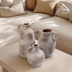 Sunddo 6 inch Rustic Ceramic Flowers Vase, Terracotta Pottery Small Vase with Handle, Farmhouse Decor,Table, Living Room, Bathroom, Shelf, Mantel Decor Brown