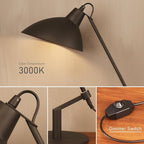 Desk Lamp Modern Industrial 100% Metal Table Lamp 22", Soft White Light (3000K) with Adjustable Switch, Ideal for Office Bedroom Study Room Living Room Nightstand Bedside Lamps Sand Black