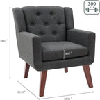Accent Chair Button-Tufted Upholstered Living Room Chairs Comfy Reading Chair Mid Century Modern Chair with Linen Fabric Lounge Arm Chairs for Living Room Bedroom (Dark Grey)