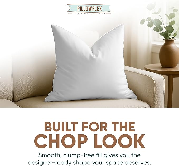 Pillowflex Synthetic Down Pillow Insert - 26x26 Down Alternative, Ultra Soft Large Square European Throw Pillow, Couch Euro Sham, Bed - 1 Decorative Form