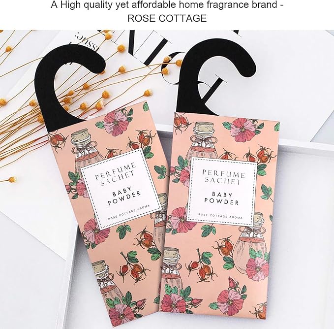 ROSE COTTAGE Large 12 Packs Baby Powder Hanging Closet Air Freshener Scented Sachets Long Lasting Smell Goods
