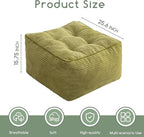 HIGOGOGO Square Stuffed Pouf Ottoman, Corduroy Poufs with Foam Chunk Filling, Furry and Fluffy Pouf Foot Stool Storage Ottoman, 25.6 X 25.6 Floor Poufs Foot Rest for Living Room, Green