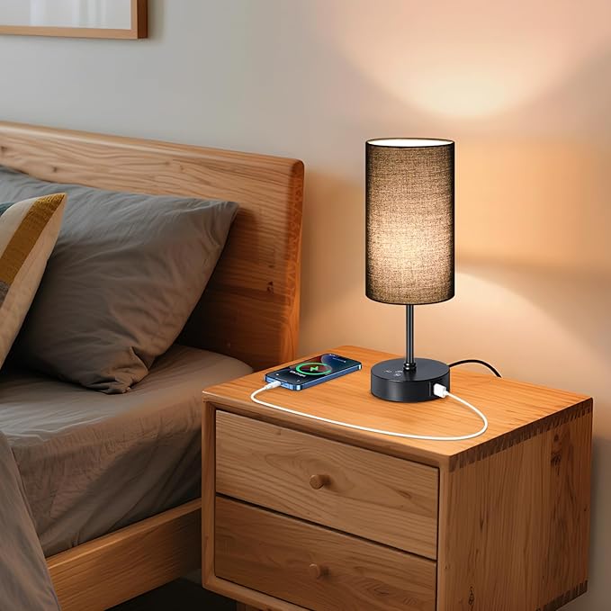 Unicozin Small Table Lamp,3 CCT 3000K/4500K/6500K & RGB Color Changing,Stepless Dimmable Touch Control Bedside Lamp for Reading,Ambience Nightstand Light for Home Decor Party,Black Shade