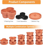 VECELO 5 Tier Vertical Garden Planter, Self Watering Stackable Planters with Wheels for Strawberries, Herbs, Flowers, Vegetables, Red