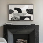 Framed Black and White Abstract Wall Art, Modern Minimalist Canvas Prints Paintings Artwork for Walls, Geometric Pictures for Living Room Dining Room Bedroom Office Bathroom Wall Decor 24x36 In