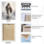 Framed Jesus Christ Wall Art Jesus Walking On Water Canvas Wall Art Christian Painting Prints Biblical Wall Decor Religious Room Decor for Church Prayer Room Christian Schools Hospitals 12" x 16"