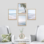 SIGNWIN Poster Bathroom Decor, Wall Art Room Decor Multicolor for Living Room, Bedroom, Office White Pastel Tropical Island Ocean Beach Shore Nature Wilderness Realism Landscape Colorful - 12"x16"x4
