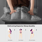 ZUBISU Queen Size Luxury White Goose Down Pillow,800 Fill Power Fluffy and Soft Hotel Feather Pillow,Ideal Bed Pillows for Side Sleepers,Pack of 1 (Queen, Grey)