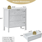 White 3 Drawer Dresser Set of 2, Wide Dresser Chest with 6 Drawers, Accent Nightstand Cabinet Luxury Carving Bedside Table for Bedroom Hallway Living Room Entryway Office (2, White)