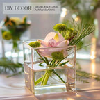 KEYWING 6 Pack Square Glass Vase 5" x 5" x 5", Clear Flower Vases for Centerpieces, Square Flower Vase Candle Holder for Wedding, Party, Home Office Decoration
