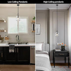 K9 Crystal Black Pendant Light Fixtures, Modern Farmhouse Pendant Lights Kitchen Island, Kitchen Pendant Light Over Island, Indoor Cloche Crystal Pendant Lighting,E12 Bulb Included