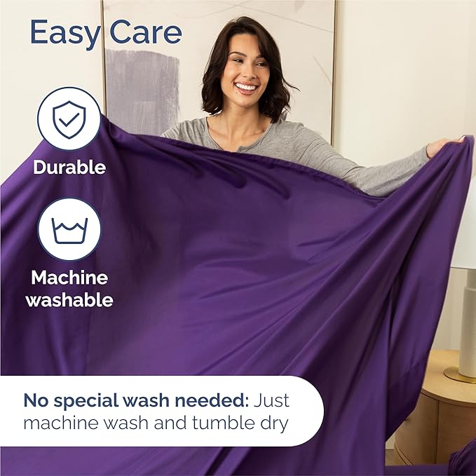 Split King Sheets Set 7 Piece - Includes 4 Pillowcases - Bed Sheets Split King - Soft Hotel Luxury Bedding - Cooling, Comfy & Breathable - 1 Flat & 2 Fitted & 4 Pillowcases w/ Deep Pockets - Purple