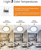 slochi 15.8 Inch Flush Mount LED Ceiling Light Black, 36W Ultra Thin LED Ceiling Light, 3000K/4000K/6500K 3 Color Temperature Low Profile Ceiling Light Fixtures for Kitchen Living Room Bedroom