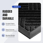 Mibao Front Door Mat Outside Entrance, Durable Outdoor Indoor Mat, Low Profile Heavy Duty Doormat, Non-Slip, Traps Dirt and Moisture, Easy Clean Patio Porch Entryway Mat, 32" x 47", Black