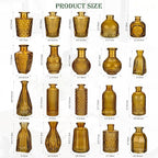 Glass Bud Vases Set of 20, Small Flower Vase in Bulk for Centerpieces, Mini Vintage Amber Vases for Rustic Wedding Vintage Home Table Decor