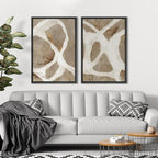 SIGNFORD Framed Canvas Print Wall Art Set Abstract White and Beige Brushstrokes on Neutral Illustrations Modern Art Decorative Bohemian for Living Room, Bedroom, Office - 24"x36"x2 Black