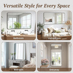 Bathroom Mirror 60" x 36", Large Rectangle Wall Mirror, Silver Metal Frame Wall Mounted Mirrors for Bathroom, Vanity, Bedroom, Entryway Decor(Horizontal/Vertical)