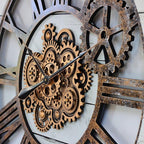 The Gears Clock 36'' Inch Real Moving Gear Wall Clock Vintage Industrial Oversized Rustic Farmhouse (White Farmhouse)