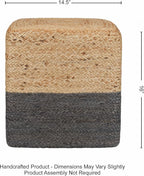REDEARTH · Cube Pouf Foot Stool Ottoman - Jute Braided Pouffe Poof Accent Sitting Footrest for The Living Room, Bedroom, Nursery, Patio, Lounge & Other Rooms (14.5”x14.5”x16”; Natural Gray)