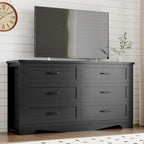 6-Drawer Dresser for Bedroom, Modern Wooden Chest of Drawers with Metal Handles, Anti-Tipping Design, Sturdy and Stable Storage Organizer for Living Room, Entryway, Home Office