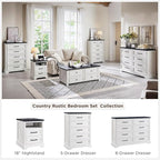 ACCOHOHO 18" Farmhouse Nightstand Set of 2 with Charging Station,End Table with 2 Drawers Storage,Side Table,Bedside Cabinet for Bedroom,Living Room, Withe