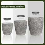 Craft flowerpots 16"+12"+10" Dia Round Concrete Planter Set of 3 Large Outdoor/Indoor Planter Pots Containers with Drainage Holes and Rubber Plug for Home Garden (Grey, Large)