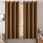MIULEE Linen Curtains for Bedroom 100% Blackout Thermal Insulated Brown Grommet Room Darkening Curtains & Drapes Fall Decor for Living Room Nursery 52 x 45 Inch (2 Panels)