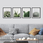 SIGNWIN Framed Tropical Island Wall Art, Set of 4 Green Desert Plant Cactus Snake Plant Wall Decor Prints, Nature Wilderness Wall Décor for Living Room, Bedroom - 11"x14"Black