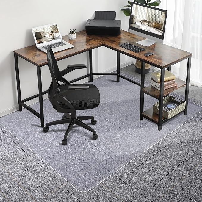 SALLOUS Chair Mat for Carpet, 36" x 48" Office Chair Mat for Carpeted Floors, Heavy Duty Vinyl Floor Mat with Grips, Floor Protector Computer Desk Mat for Home Office (Clear)