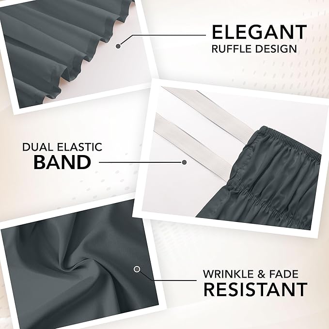 Utopia Bedding Twin Elastic Bed Ruffle - Easy Wrap Around Ruffle - Microfiber Bed Skirt with Adjustable Elastic Belt 16 Inch Tailored Drop - Hotel Quality Bedskirt, Fade Resistant (Twin, Grey)
