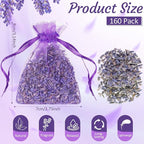 Demissle 160 Pcs French Lavender Sachets Bags Bulk for Drawers and Closets Home Fragrance Dried Flower Lavender Sachets Bridal Shower Favors