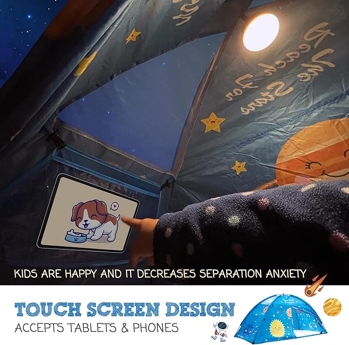 Outer Space Twin Bed Tent for Kids Indoor Fort - Magical Dream Tents for Boys Pop Up Toddler Bed Canopy for Girls Bunk Bed Tent for Top Bunk - Sensory Sleep Pod for Kids Educational